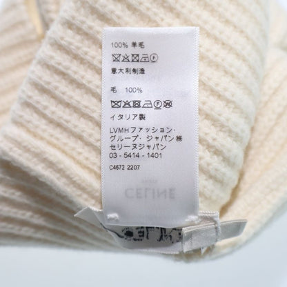 CELINE 22AW Gradient Logo Embroidered Beanie Knit Hat 2a07z666q White