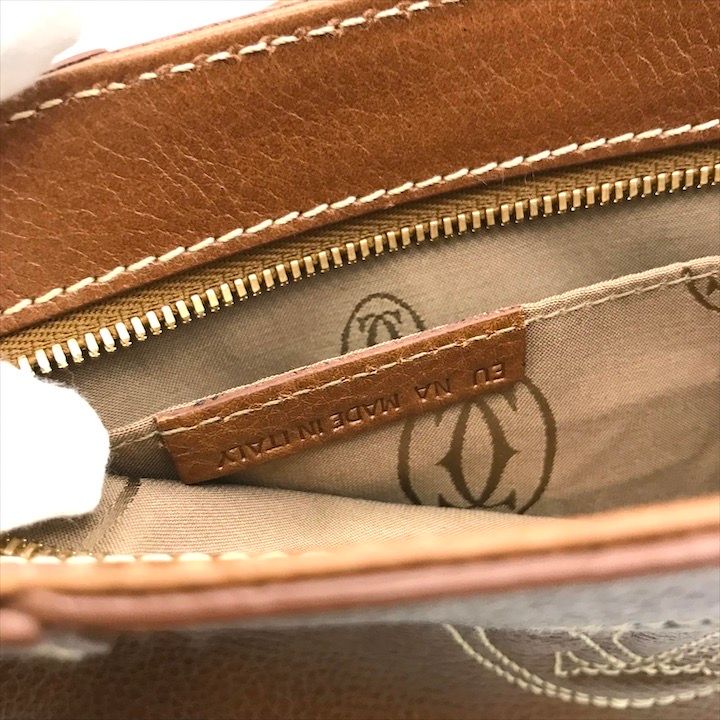 Cartier Marcello de Pouch Hand Case Leather Camel Brown Present Gift