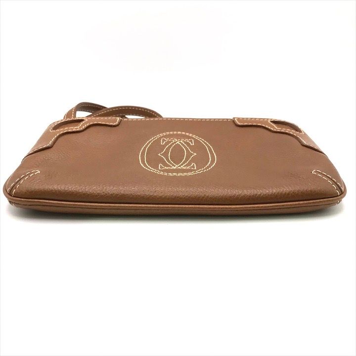 Cartier Marcello de Pouch Hand Case Leather Camel Brown Present Gift