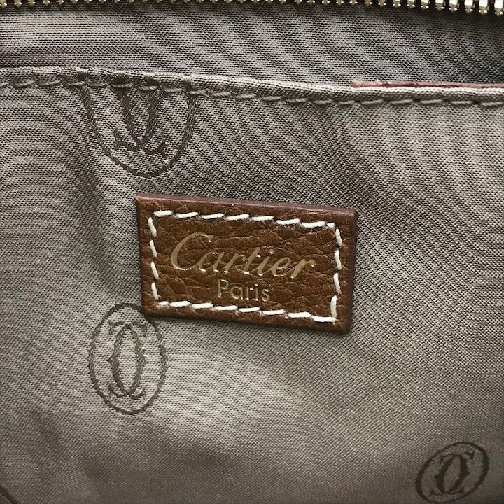 Cartier Marcello de Pouch Hand Case Leather Camel Brown Present Gift
