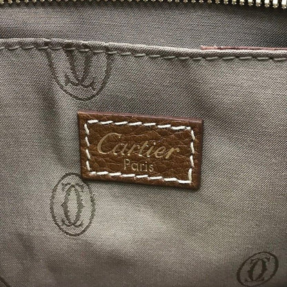 Cartier Marcello de Pouch Hand Case Leather Camel Brown Present Gift