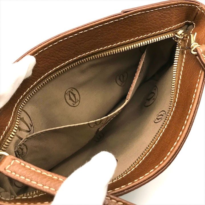 Cartier Marcello de Pouch Hand Case Leather Camel Brown Present Gift