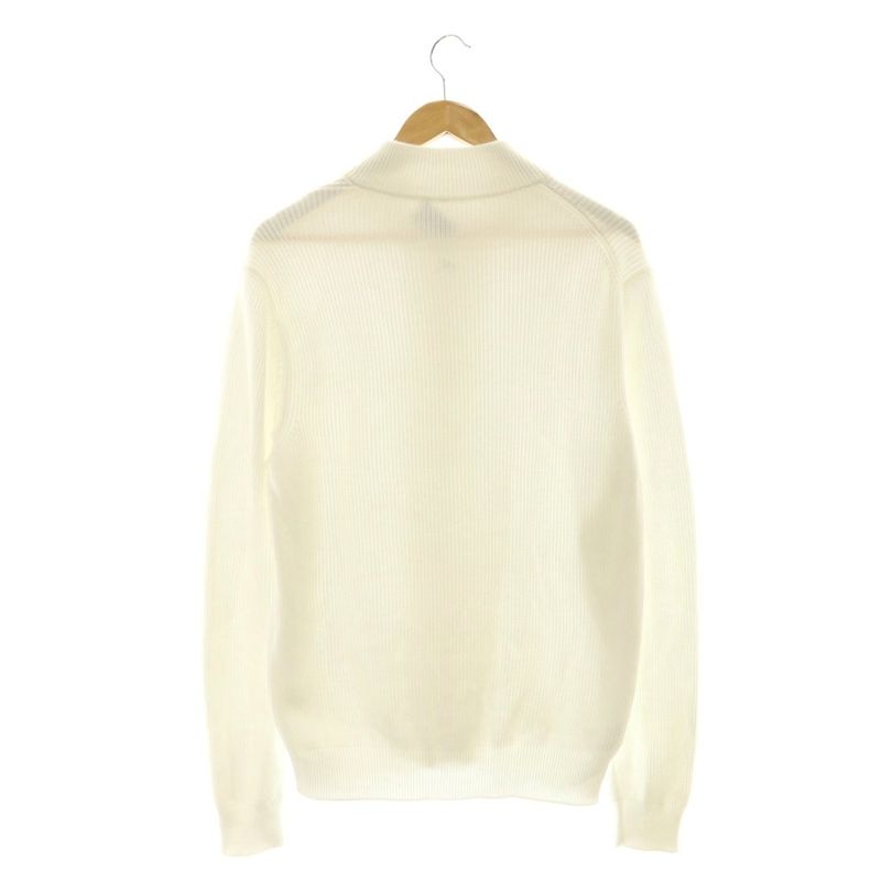 HERMES Cotton Driver's Knit Sweater Zip-up L White CX • OS • AD