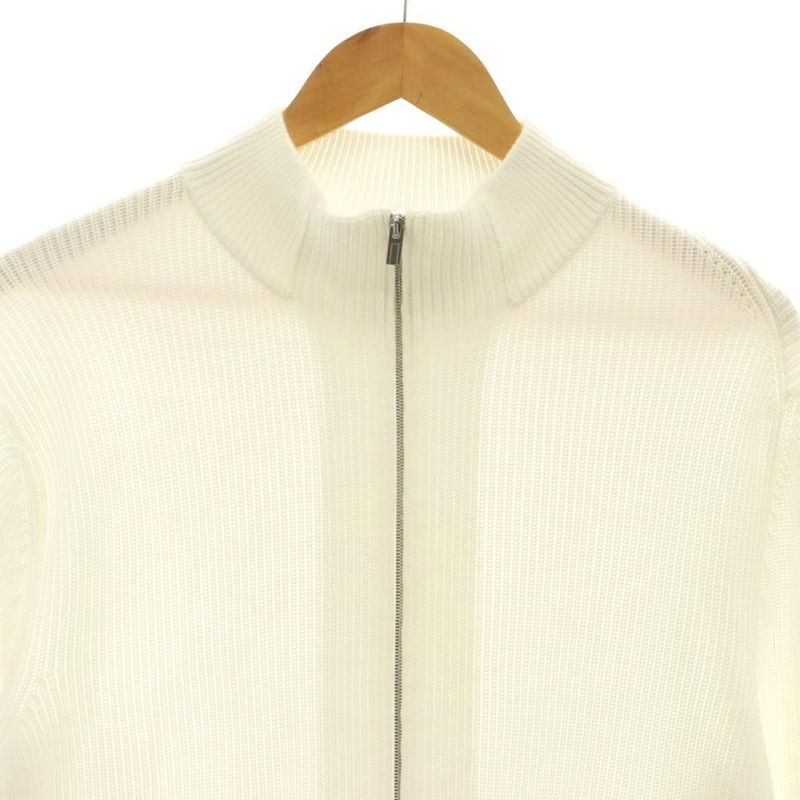HERMES Cotton Driver's Knit Sweater Zip-up L White CX • OS • AD