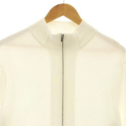 HERMES Cotton Driver's Knit Sweater Zip-up L White CX • OS • AD