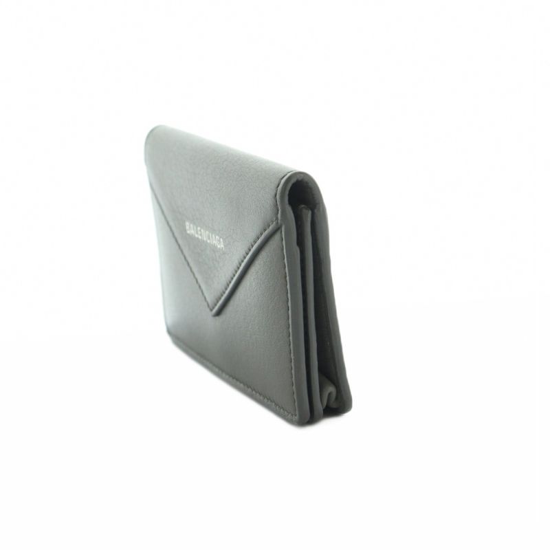 BALENCIAGA Card Case Folio Paper Leather Gray 499201 MI • OS