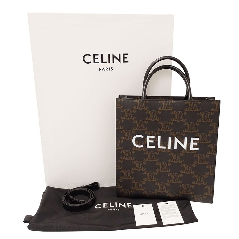 CELINE Bag Ladies Brand Tote Bag Shoulder Bag 2way Triomphe Canvas Vertical