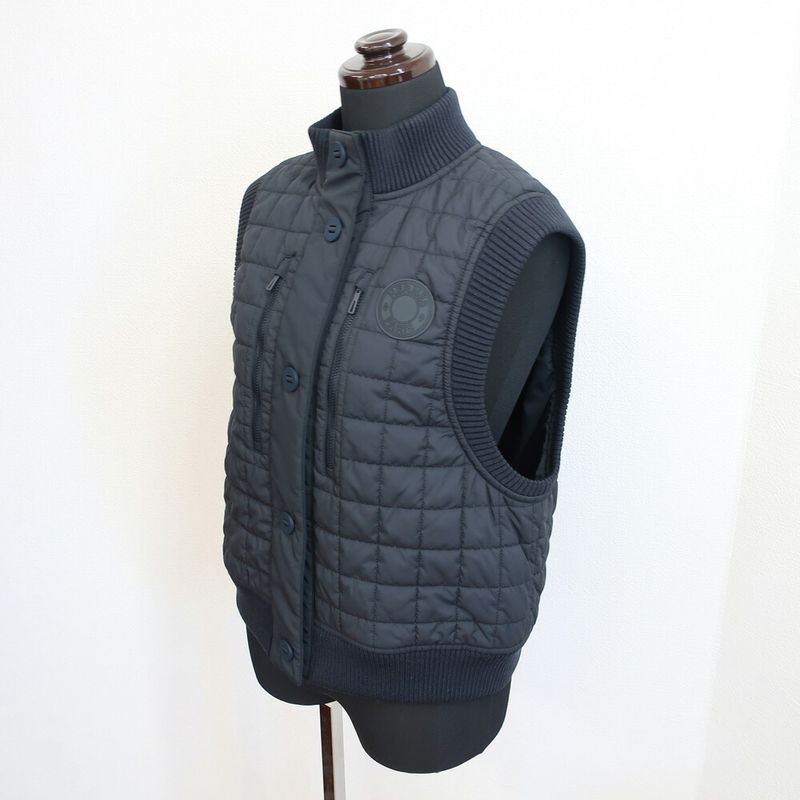 HERMES Quilted Vest Blue-noir Black Blue-black Sleeveless Bomba-vest