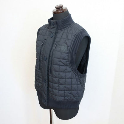 HERMES Quilted Vest Blue-noir Black Blue-black Sleeveless Bomba-vest