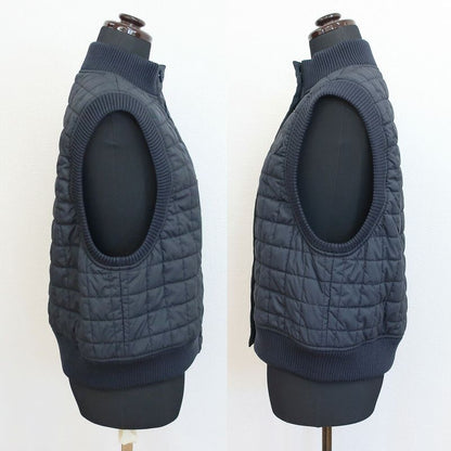 HERMES Quilted Vest Blue-noir Black Blue-black Sleeveless Bomba-vest