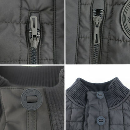 HERMES Quilted Vest Blue-noir Black Blue-black Sleeveless Bomba-vest