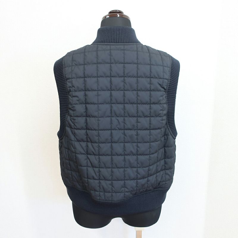 HERMES Quilted Vest Blue-noir Black Blue-black Sleeveless Bomba-vest