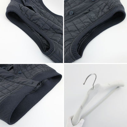 HERMES Quilted Vest Blue-noir Black Blue-black Sleeveless Bomba-vest