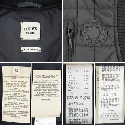 HERMES Quilted Vest Blue-noir Black Blue-black Sleeveless Bomba-vest