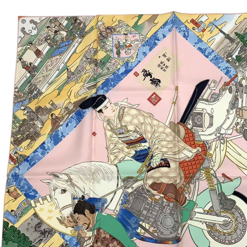 HERMES Carre 90 Les Artisans D'HERMES Scarf 100% Silk Pink Box Included