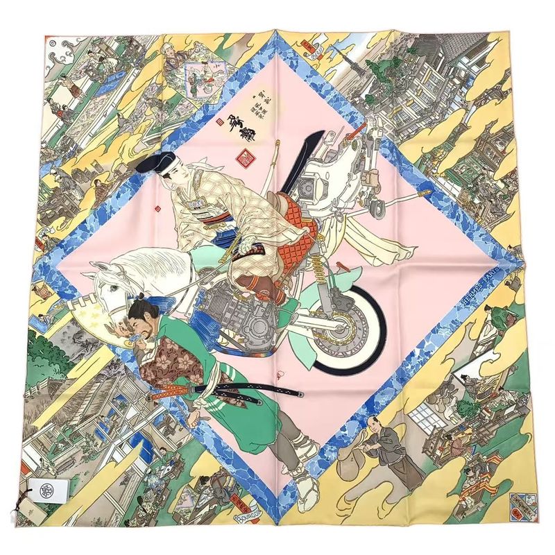 HERMES Carre 90 Les Artisans D'HERMES Scarf 100% Silk Pink Box Included