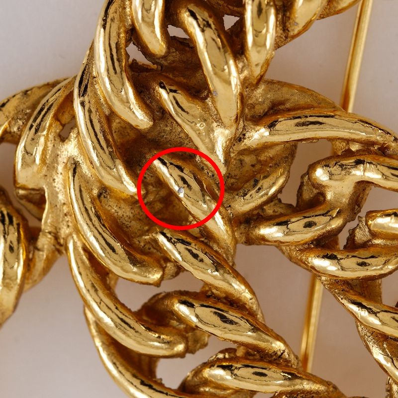 CHANEL Coco Mark Chain Gold Plated Ladies 37g Brooch