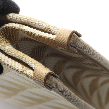 PRADA Tote Bag Triangolo Jacquard Symbol Embroidery- 1ba356 Beige White Canvas