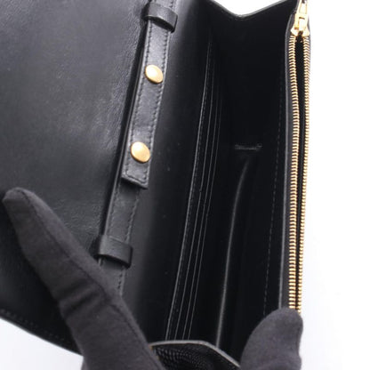 BALENCIAGA Shoulder Bag B Bi-dot 593615 Black Leather B Chain Wallet Women's