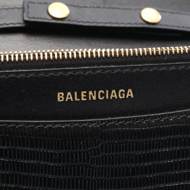 BALENCIAGA Shoulder Bag B Bi-dot 593615 Black Leather B Chain Wallet Women's