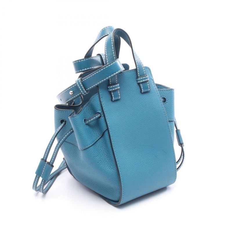 LOEWE Handbag Hammock Drawst Ring Bag Mini Blue- Leather Hammock Drawst Ring