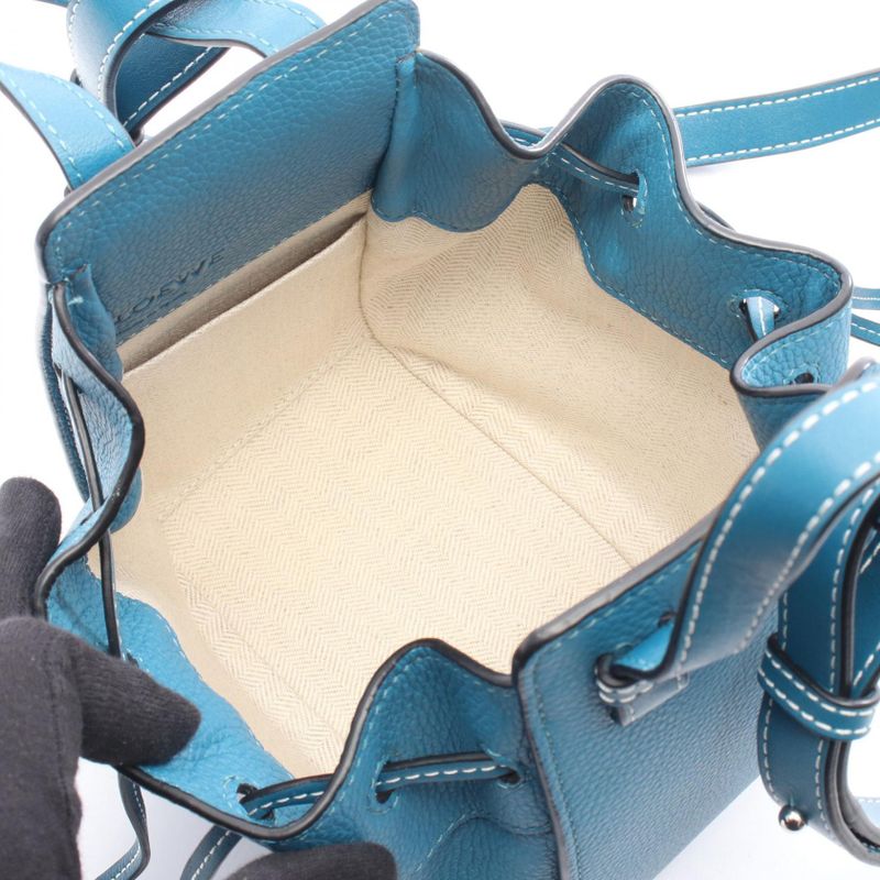 LOEWE Handbag Hammock Drawst Ring Bag Mini Blue- Leather Hammock Drawst Ring