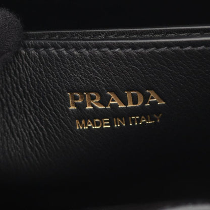 PRADA Tote Bag SOFT Grain VITE Buckle 1ba434 Black Leather Buckle Small With