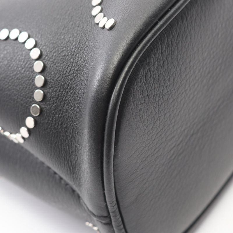 PRADA Tote Bag SOFT Grain VITE Buckle 1ba434 Black Leather Buckle Small With
