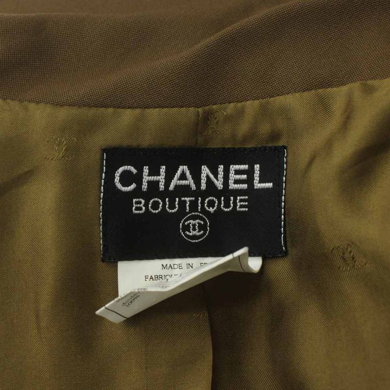 CHANEL 96A Vintage Box Dress Wool Silk Long Sleeve Long Hiyo Button Coco Mark