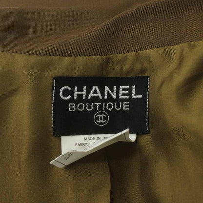 CHANEL 96A Vintage Box Dress Wool Silk Long Sleeve Long Hiyo Button Coco Mark