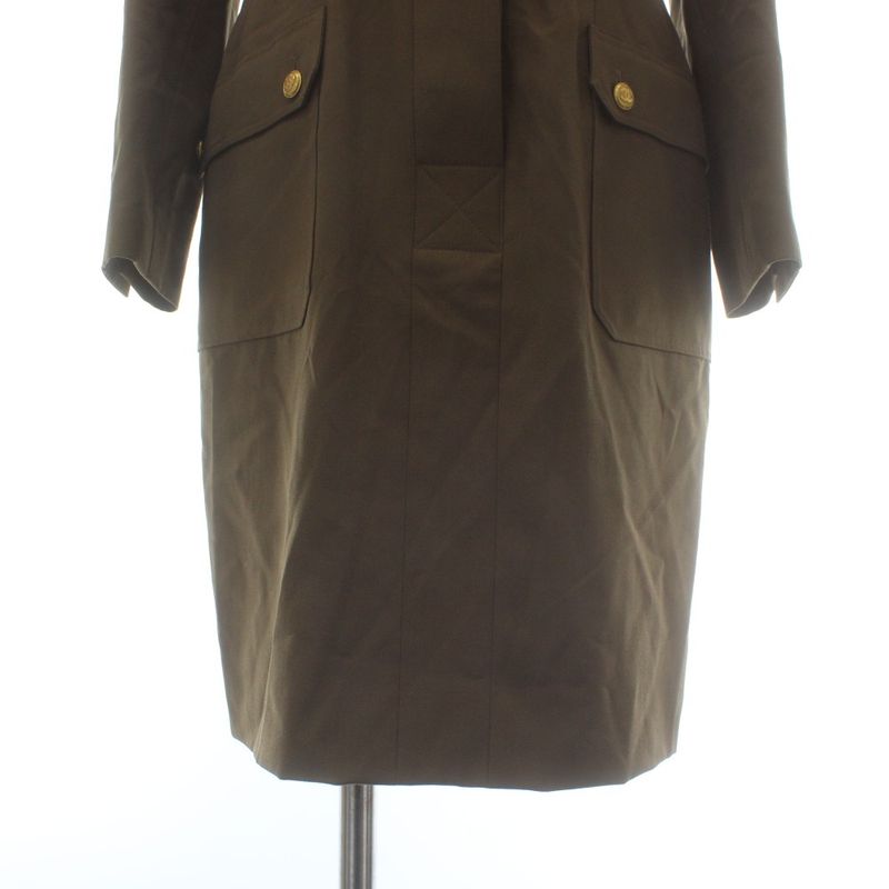 CHANEL 96A Vintage Box Dress Wool Silk Long Sleeve Long Hiyo Button Coco Mark