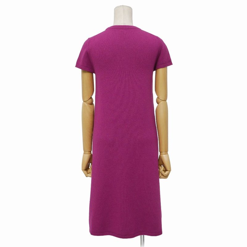 Hermes Dress 34 All Cashmere Short Sleeve Knit Logo Anemone