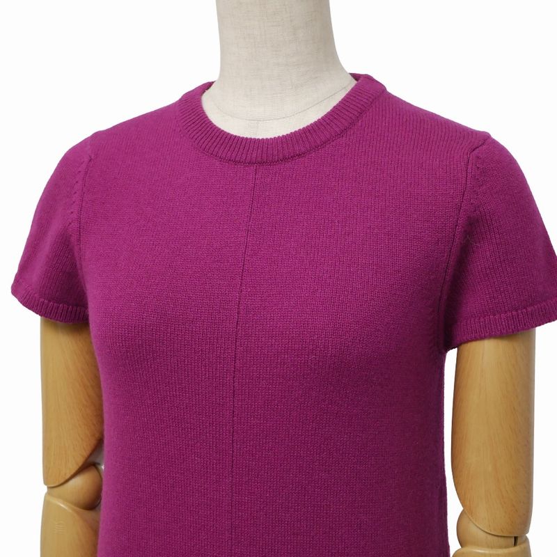 Hermes Dress 34 All Cashmere Short Sleeve Knit Logo Anemone