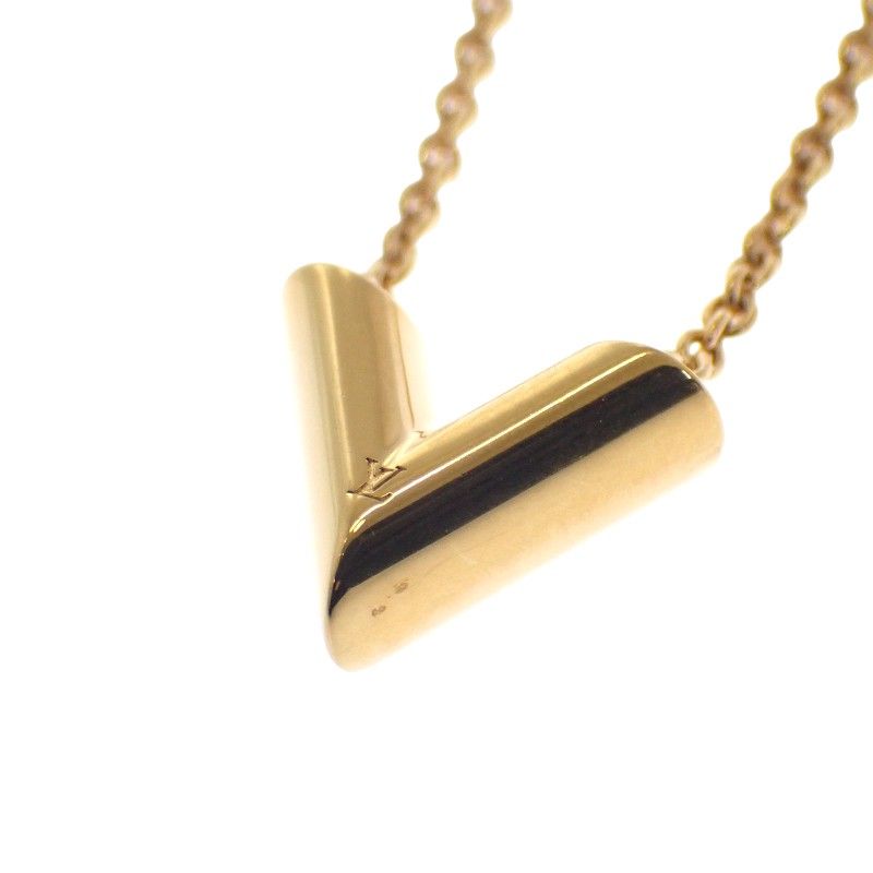 Louis Vuitton Essential V M00857 Necklace Metal Gold Ladies Logo Classic [AB