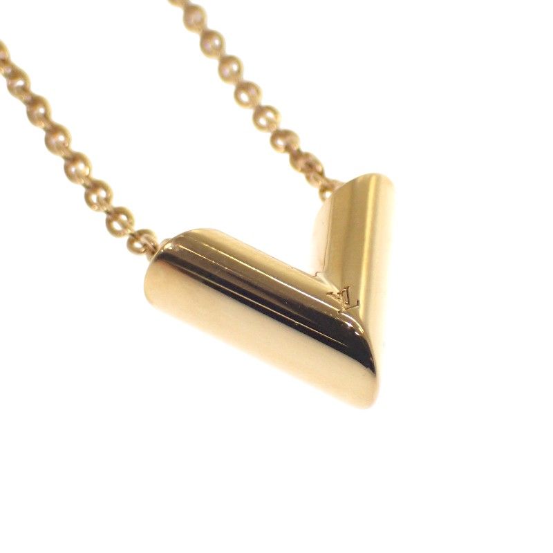 Louis Vuitton Essential V M00857 Necklace Metal Gold Ladies Logo Classic [AB