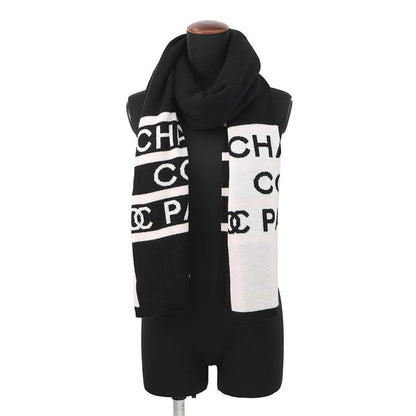 Chanel Scarf CC Logo Cashmere Shawl Black White Black White Pink
