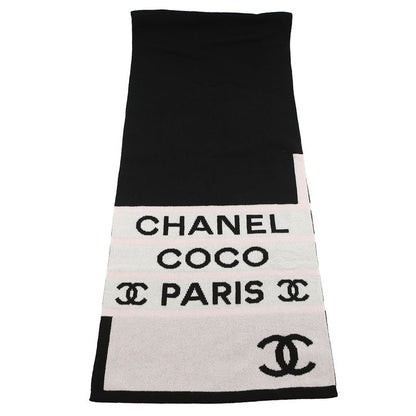 Chanel Scarf CC Logo Cashmere Shawl Black White Black White Pink