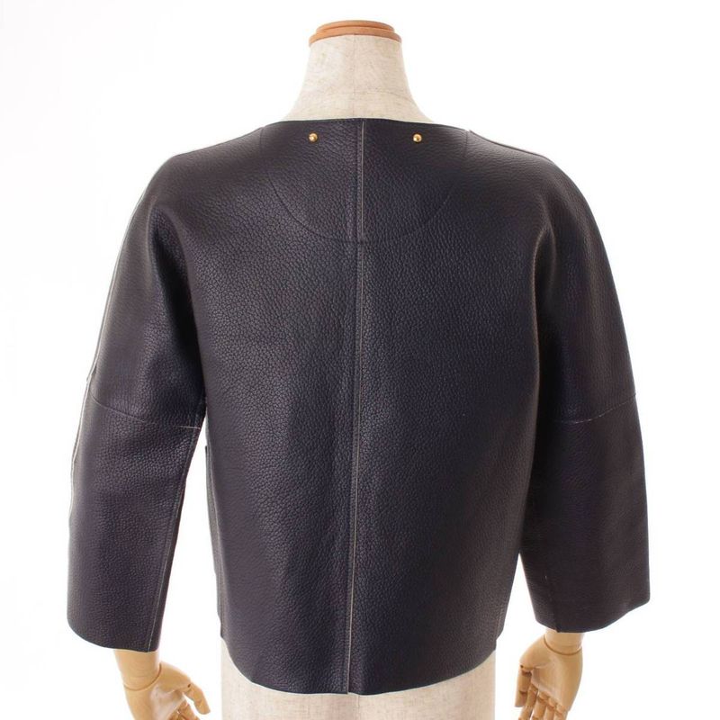 Louis Vuitton No-color-leather Jacket Navy-×white [authenticated