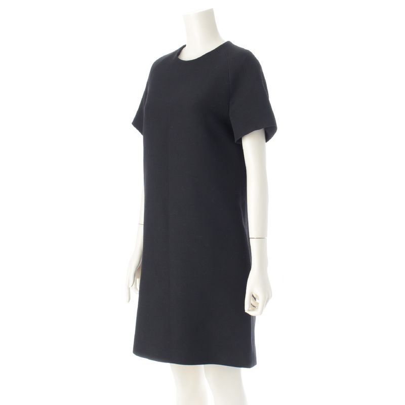 Christian DIOR 24SS Silk Bee Embroidery Short Sleeve Straight One Piece Dress
