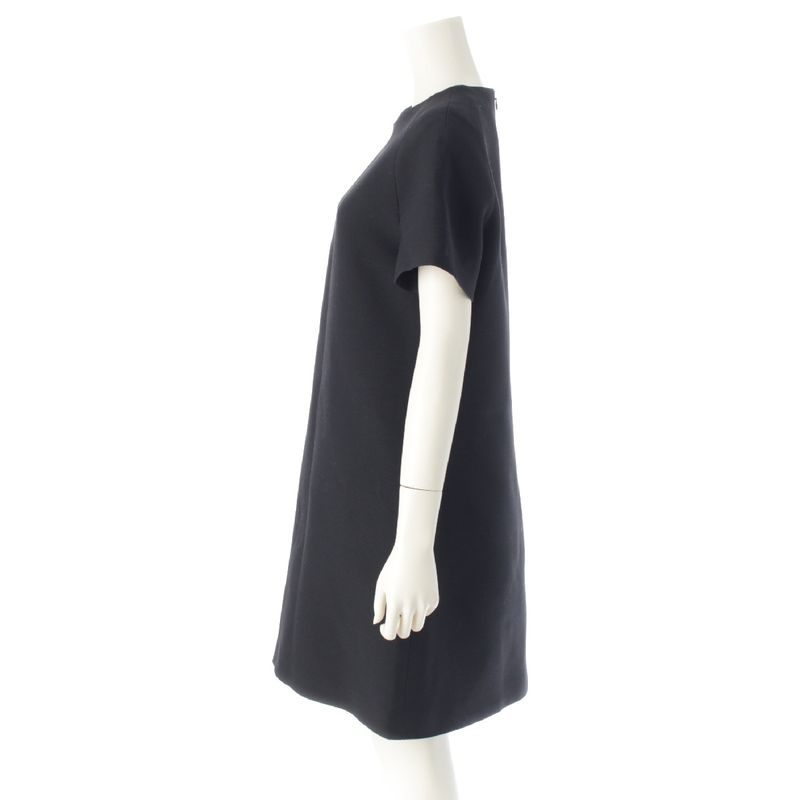 Christian DIOR 24SS Silk Bee Embroidery Short Sleeve Straight One Piece Dress