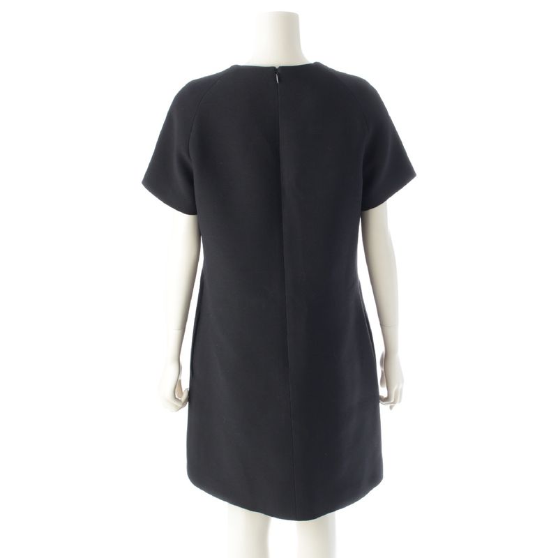 Christian DIOR 24SS Silk Bee Embroidery Short Sleeve Straight One Piece Dress