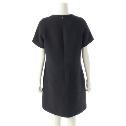 Christian DIOR 24SS Silk Bee Embroidery Short Sleeve Straight One Piece Dress