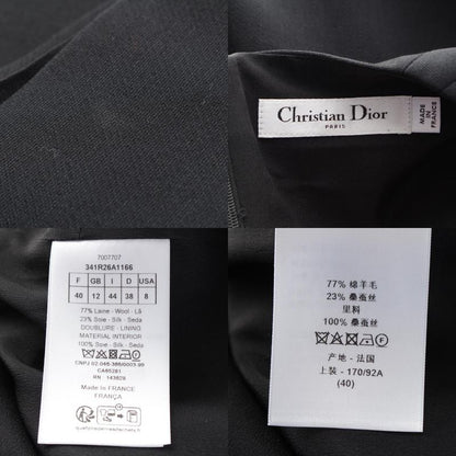 Christian DIOR 24SS Silk Bee Embroidery Short Sleeve Straight One Piece Dress