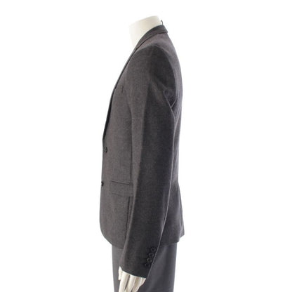 DIOR 09AW Eddy Period Wool 2B Single Tailored Jacket Blue Leather Outerwear