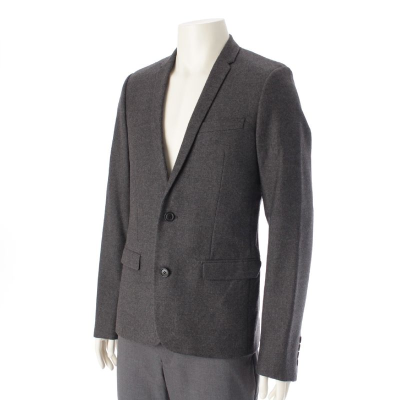 DIOR 09AW Eddy Period Wool 2B Single Tailored Jacket Blue Leather Outerwear