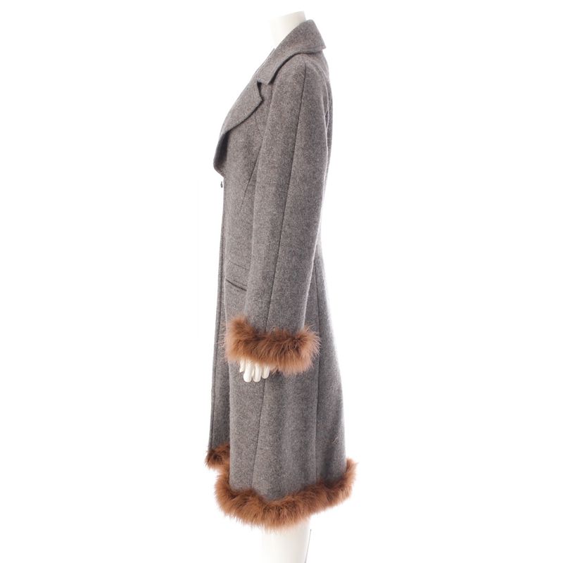 CHANEL 97A Wool Long Coat Outerwear P09457 Gray 38