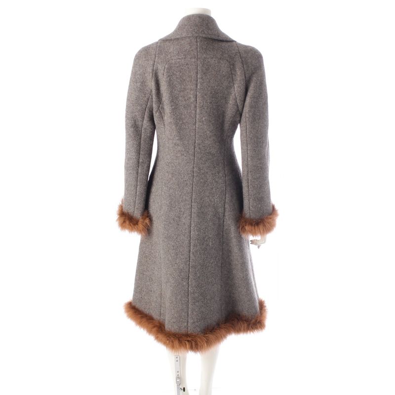CHANEL 97A Wool Long Coat Outerwear P09457 Gray 38