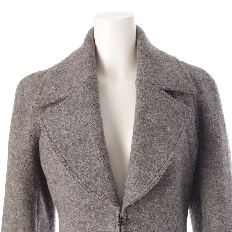 CHANEL 97A Wool Long Coat Outerwear P09457 Gray 38