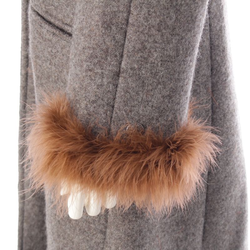 CHANEL 97A Wool Long Coat Outerwear P09457 Gray 38