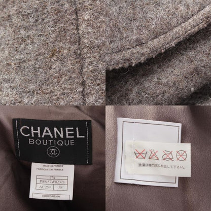 CHANEL 97A Wool Long Coat Outerwear P09457 Gray 38